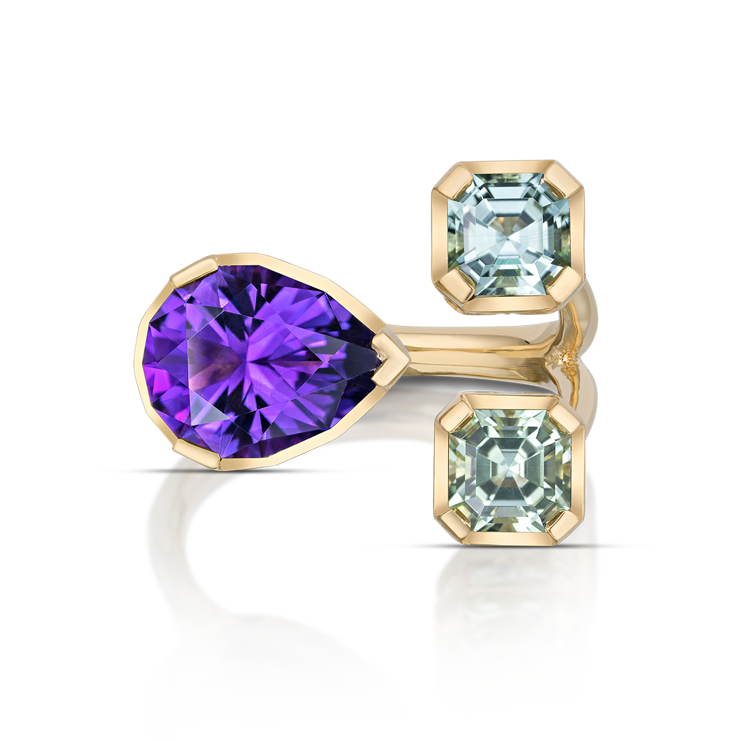 Equilibrio Ring / Amethyst  & Mint Tourmaline