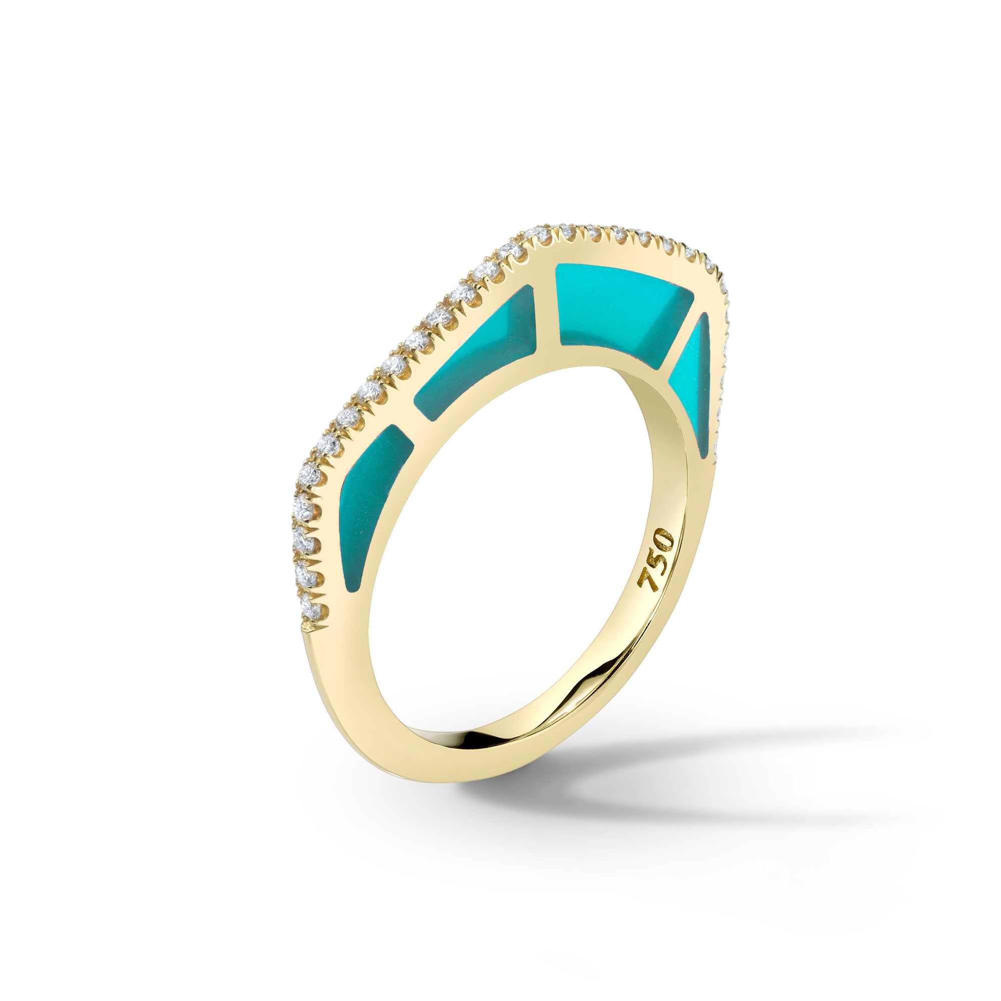 Raffle entry; Cobra Ring with Light Blue Enamel and Diamond Pave