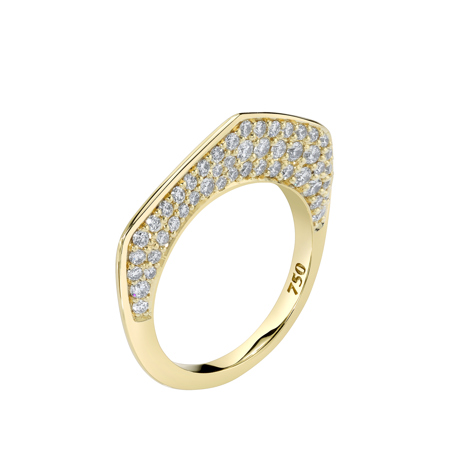 Gold Cobra Ring with Diamond Pave