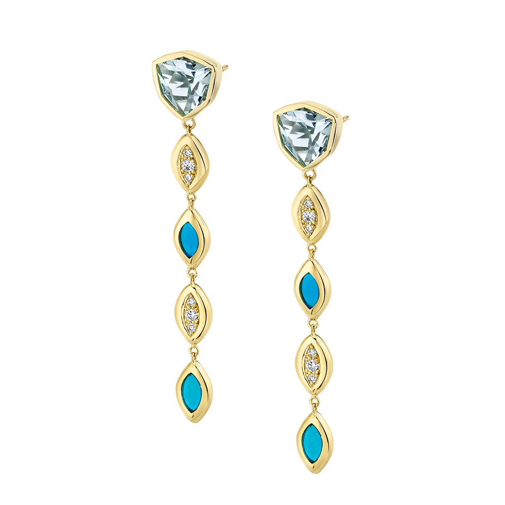 Blue gem 2025 drop earrings