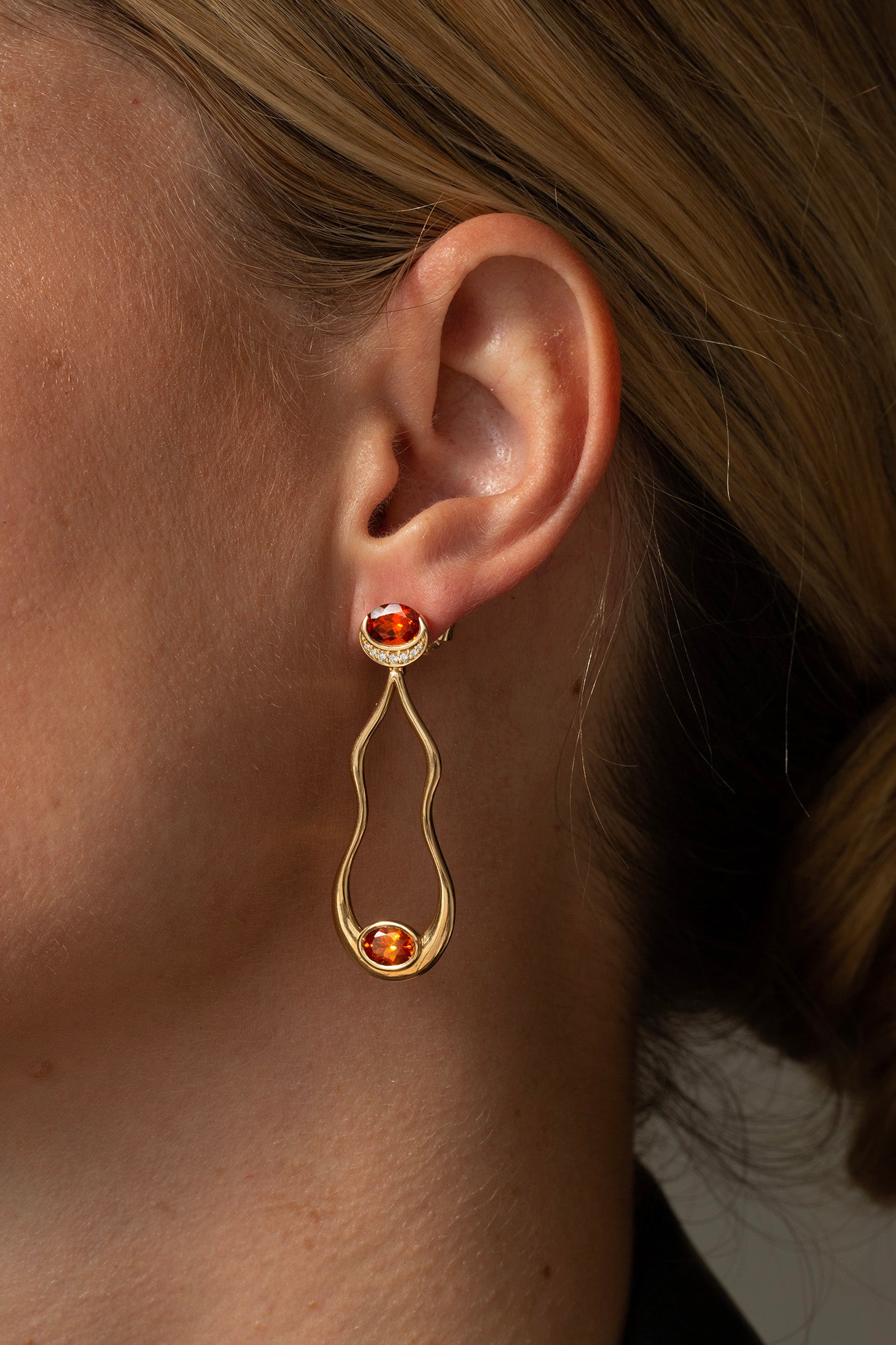 Hourglass Earrings with Orange Garnet