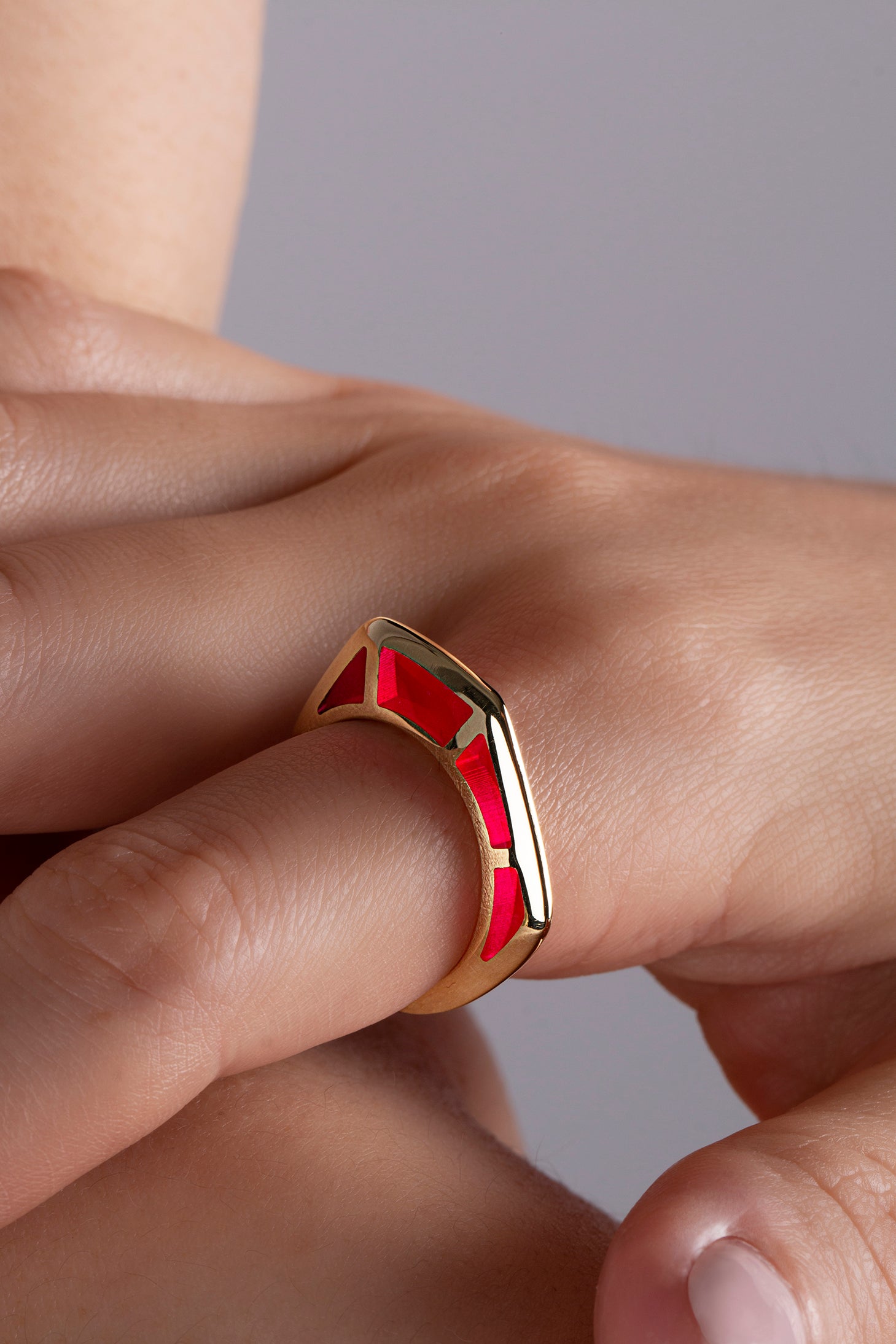 Cobra Ring with Red Enamel