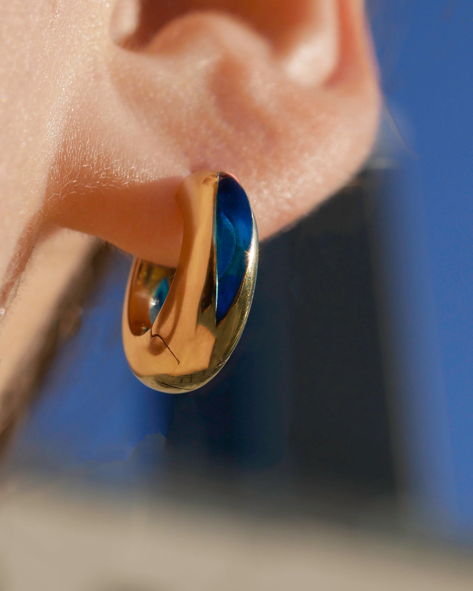 The Perfect Huggie Earring with Blue Enamel