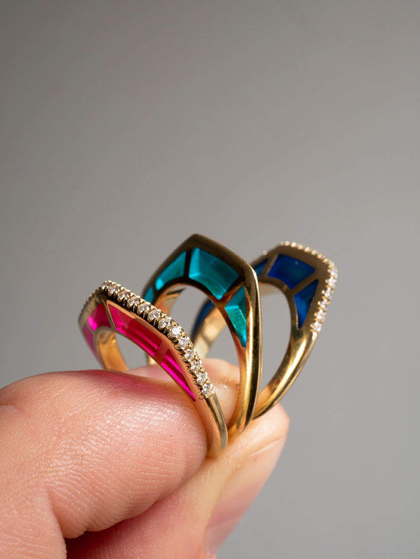 Cobra Ring with Blue Enamel