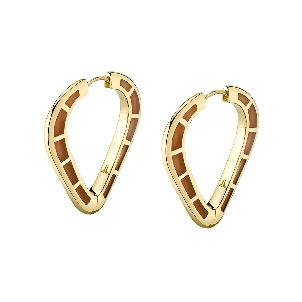 Cobra Hoop Earrings with Cognac Enamel