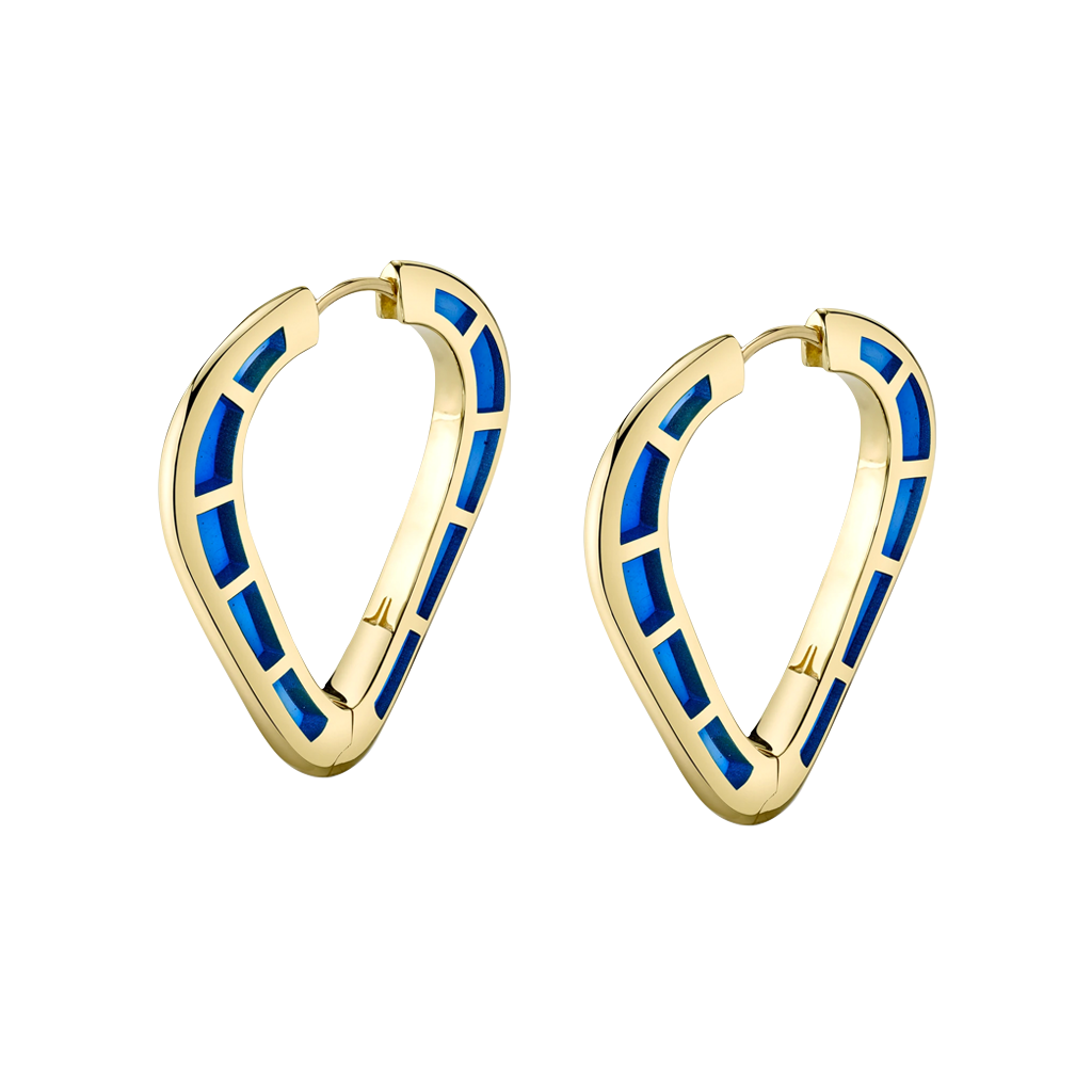 Cobra Hoop Earrings with Dark Blue Enamel