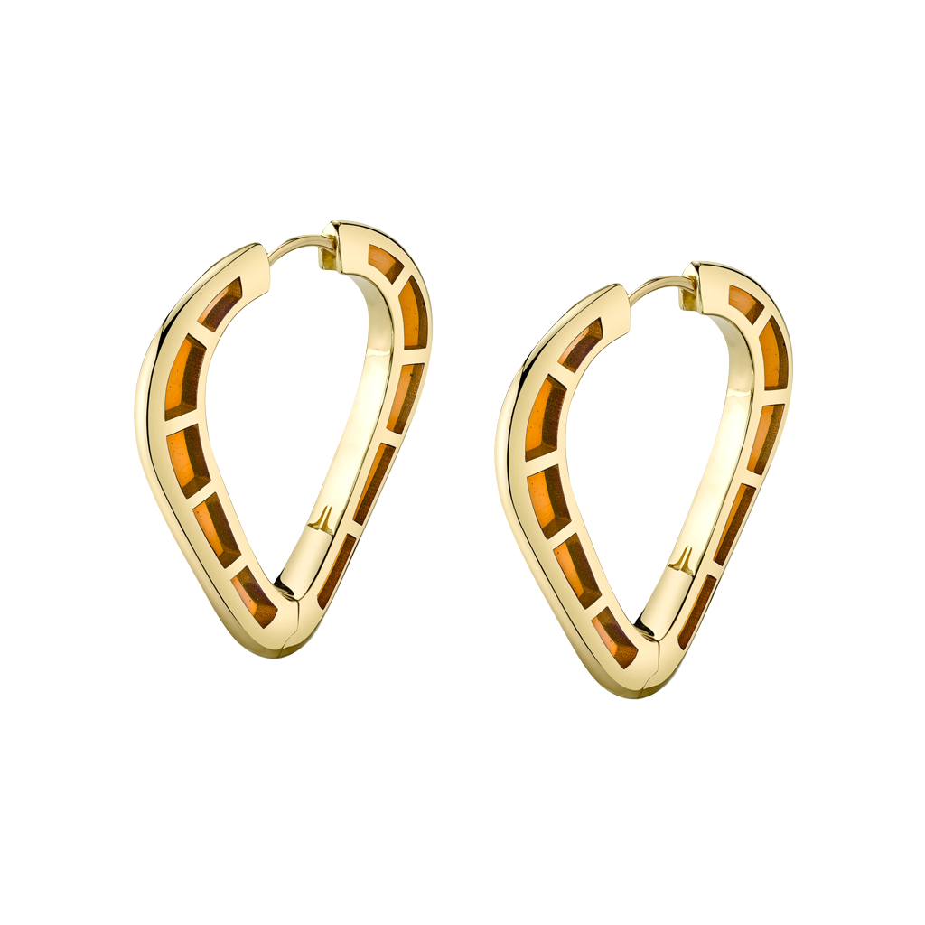 Cobra Hoop Earrings with Orange Enamel