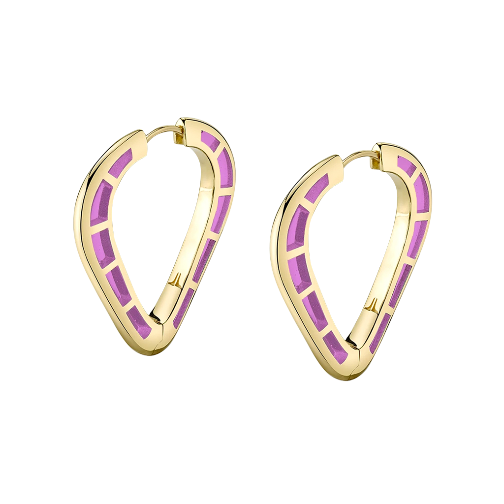Cobra Hoop Earrings with Purple Enamel