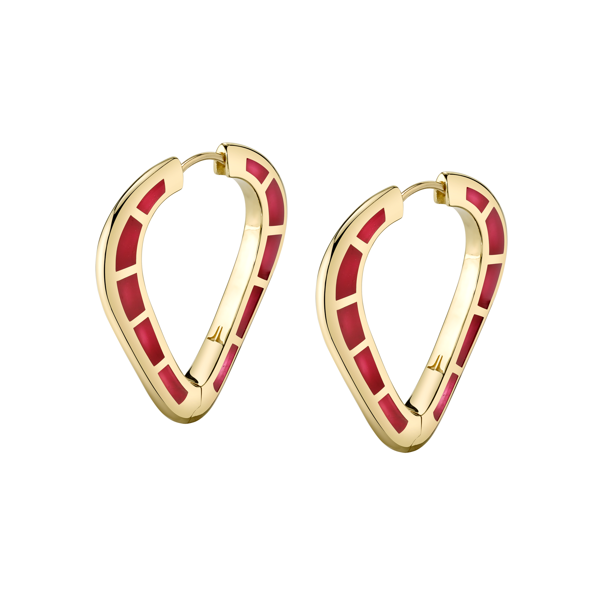 Cobra Hoop Earrings with Red Enamel