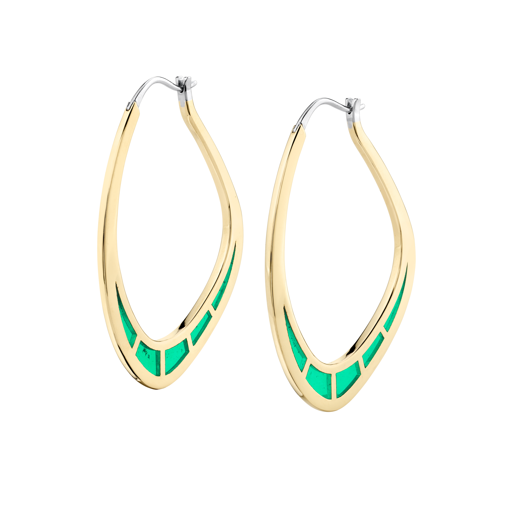 Cica Earrings with Green Enamel