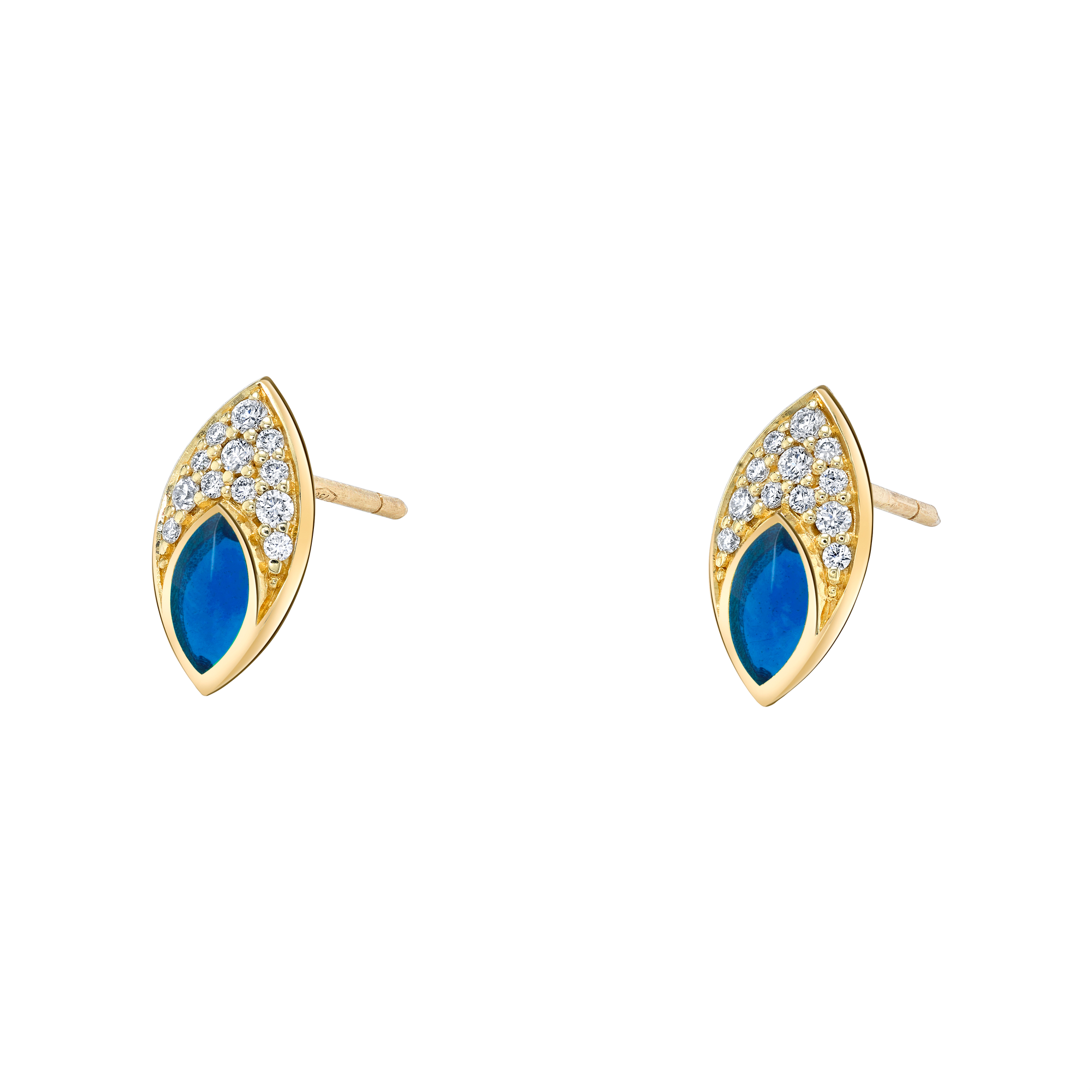Marquise Earrings with Blue Enamel