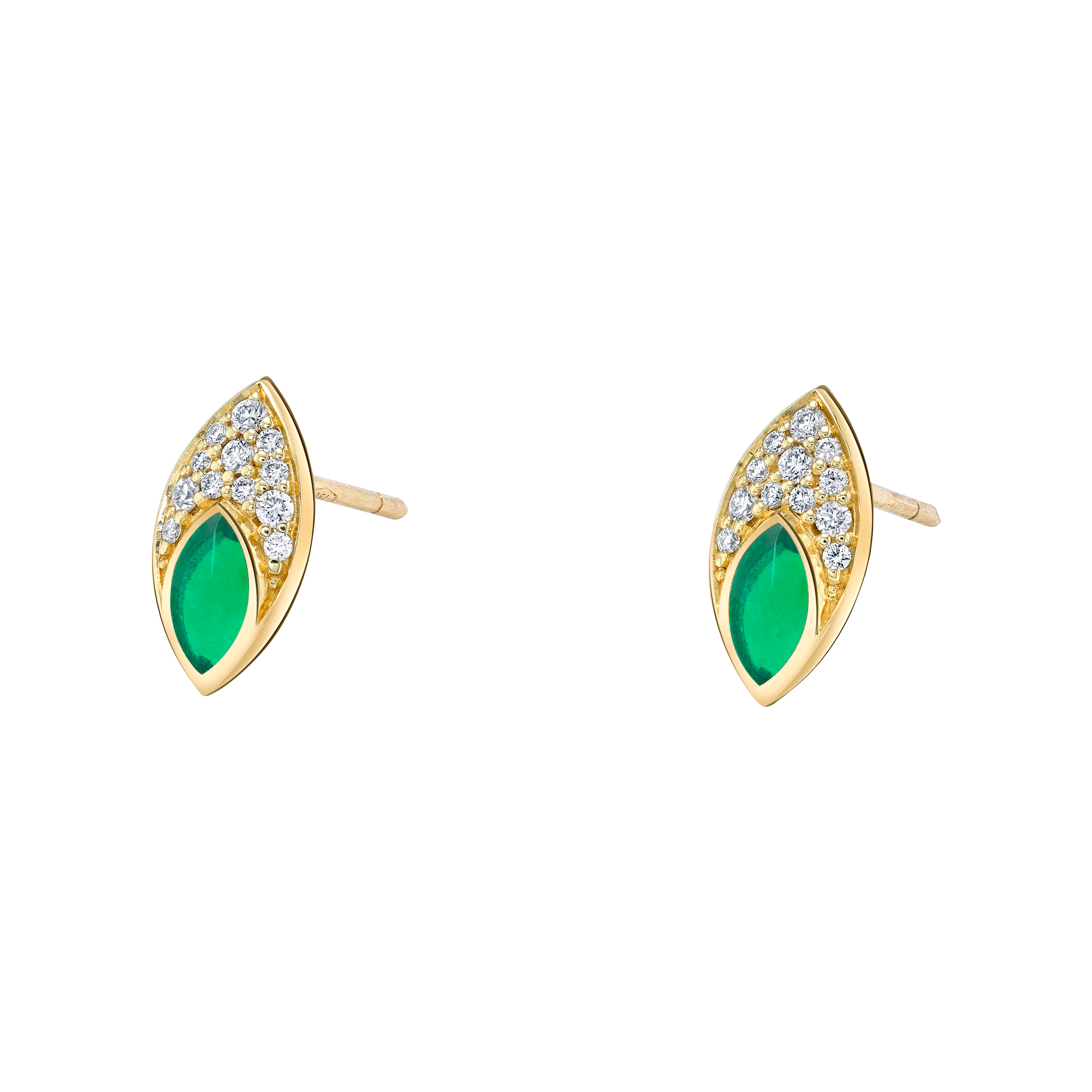 Marquise Earrings with Green Enamel