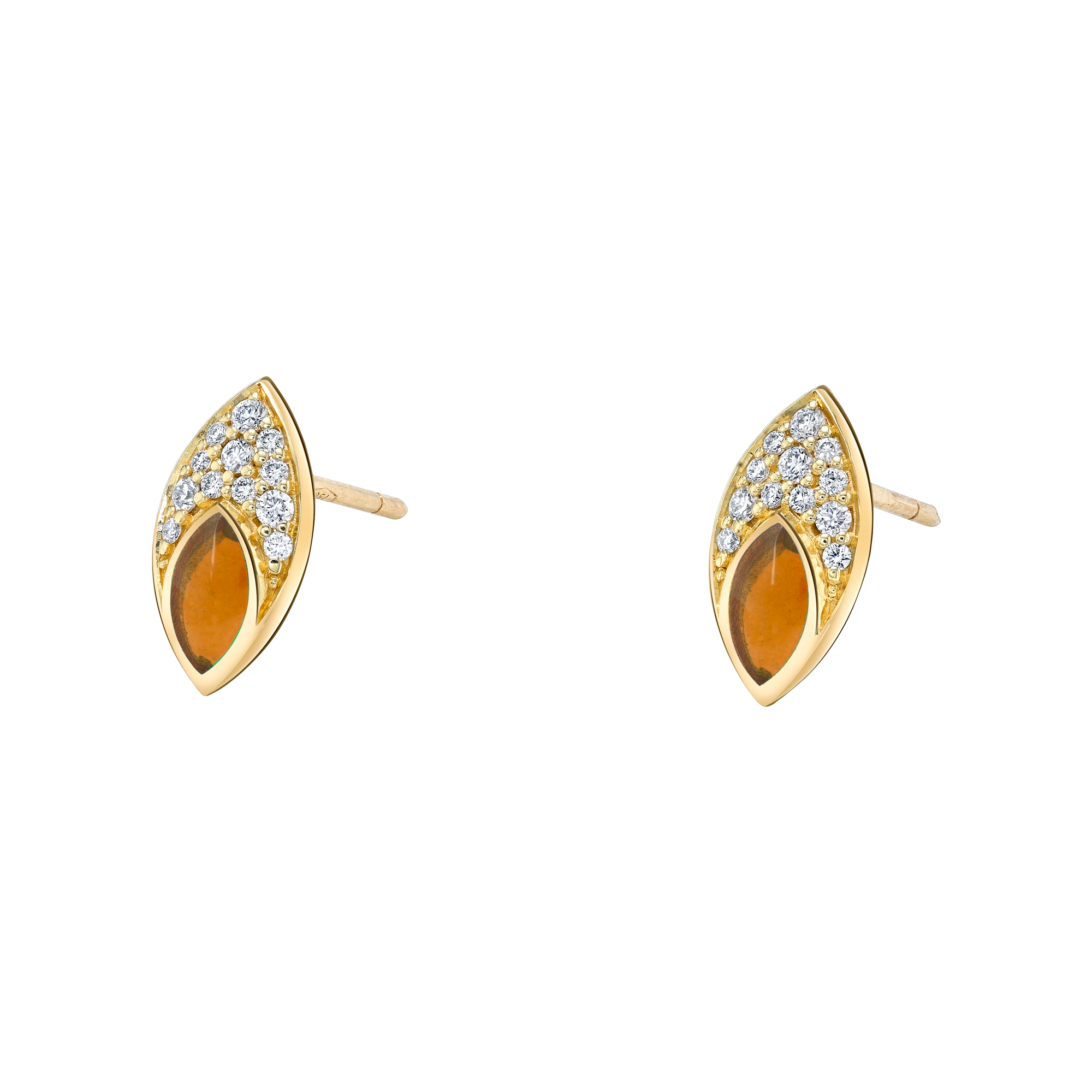 Marquise Earrings - Orange Enamel