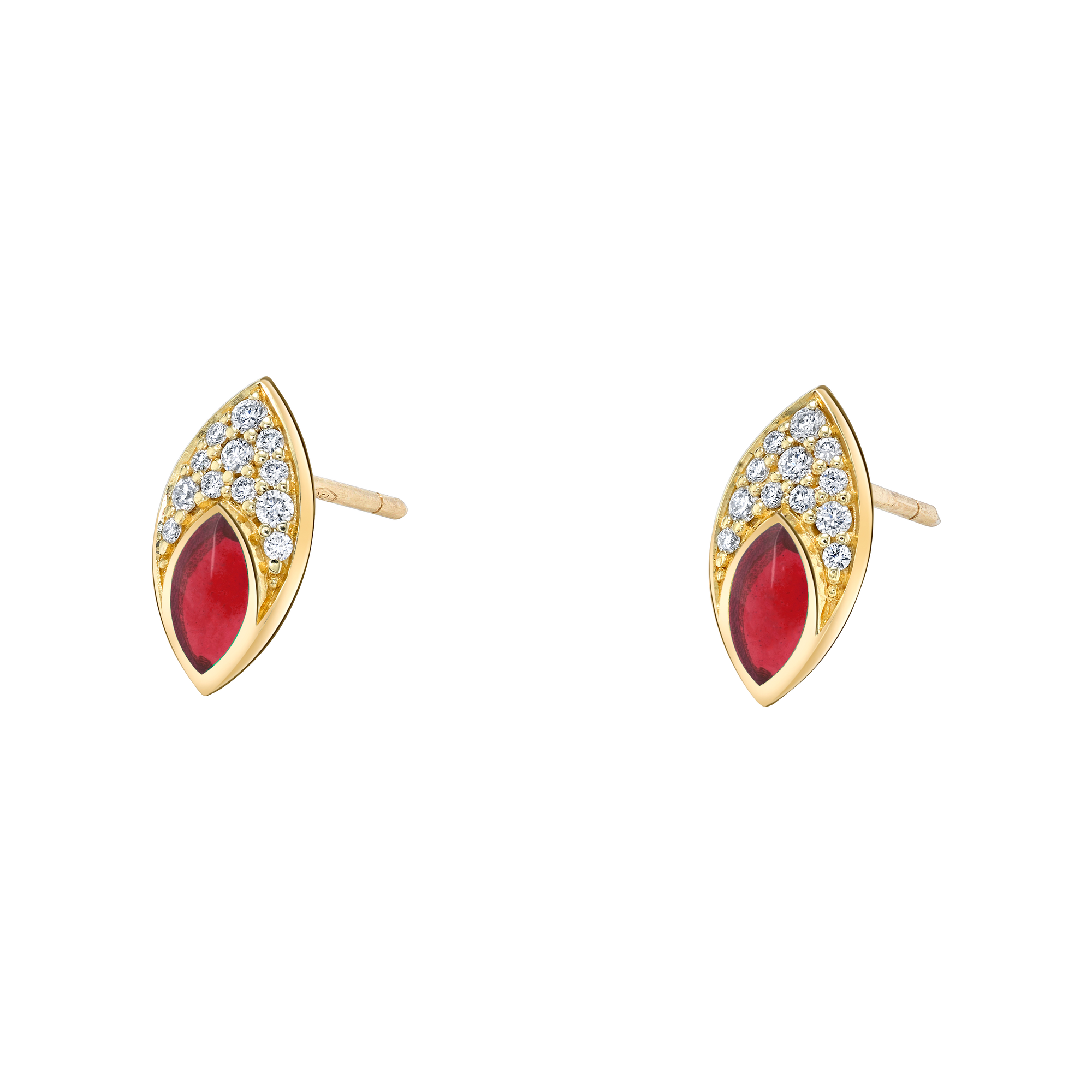Marquise Earrings - Red Enamel