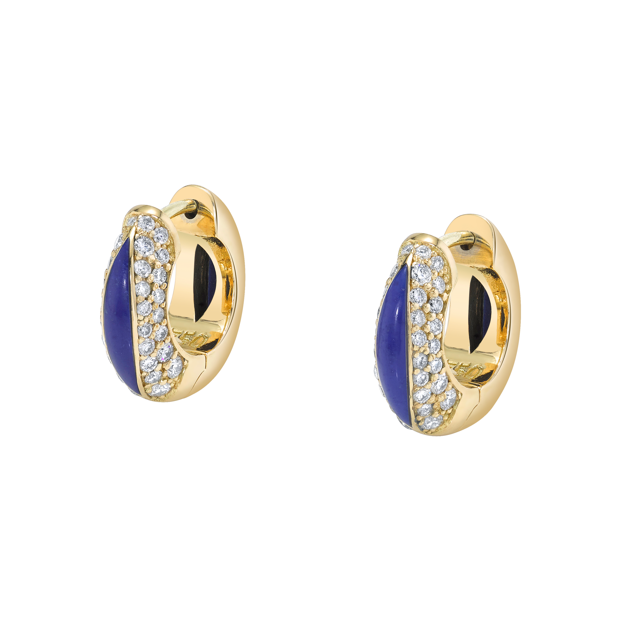 The Perfect Huggie Earring with Blue Enamel and Diamond Pave