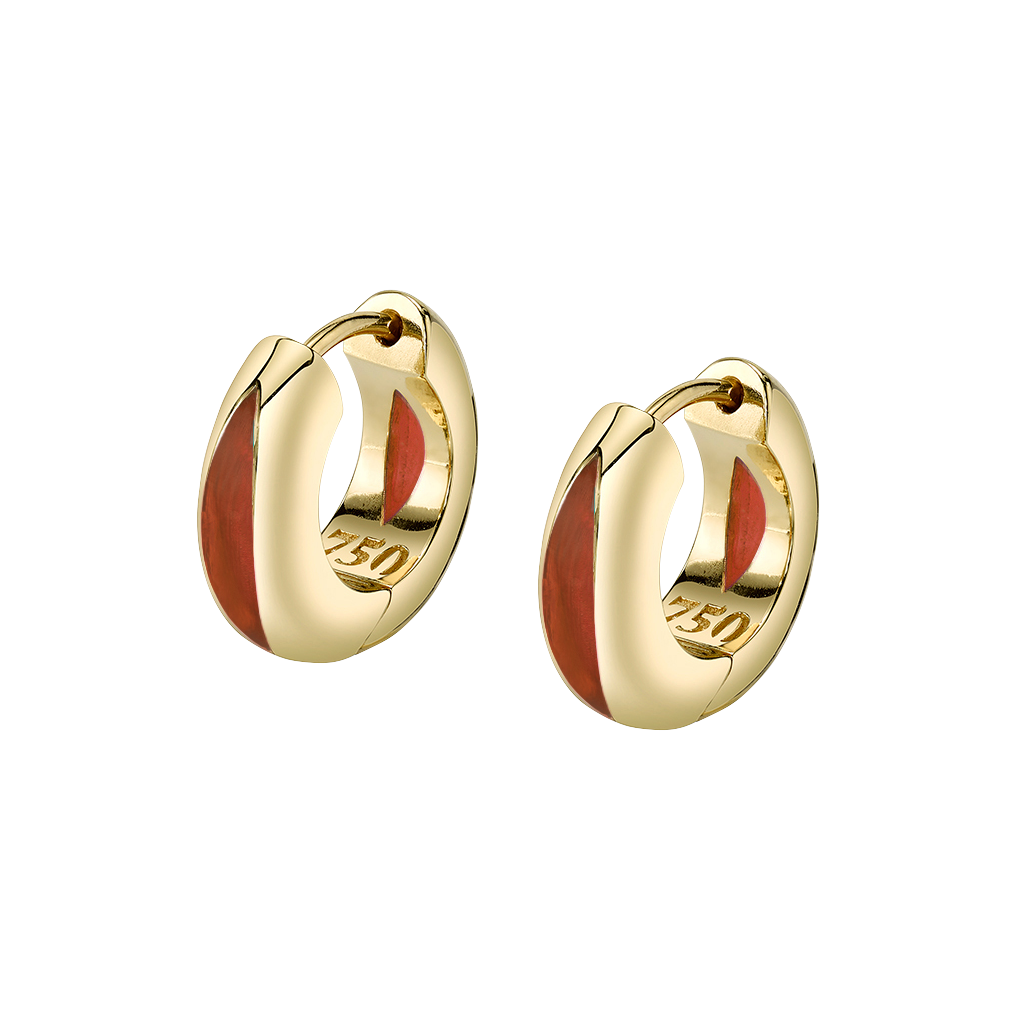 The Perfect Huggie Earring with Cognac Enamel