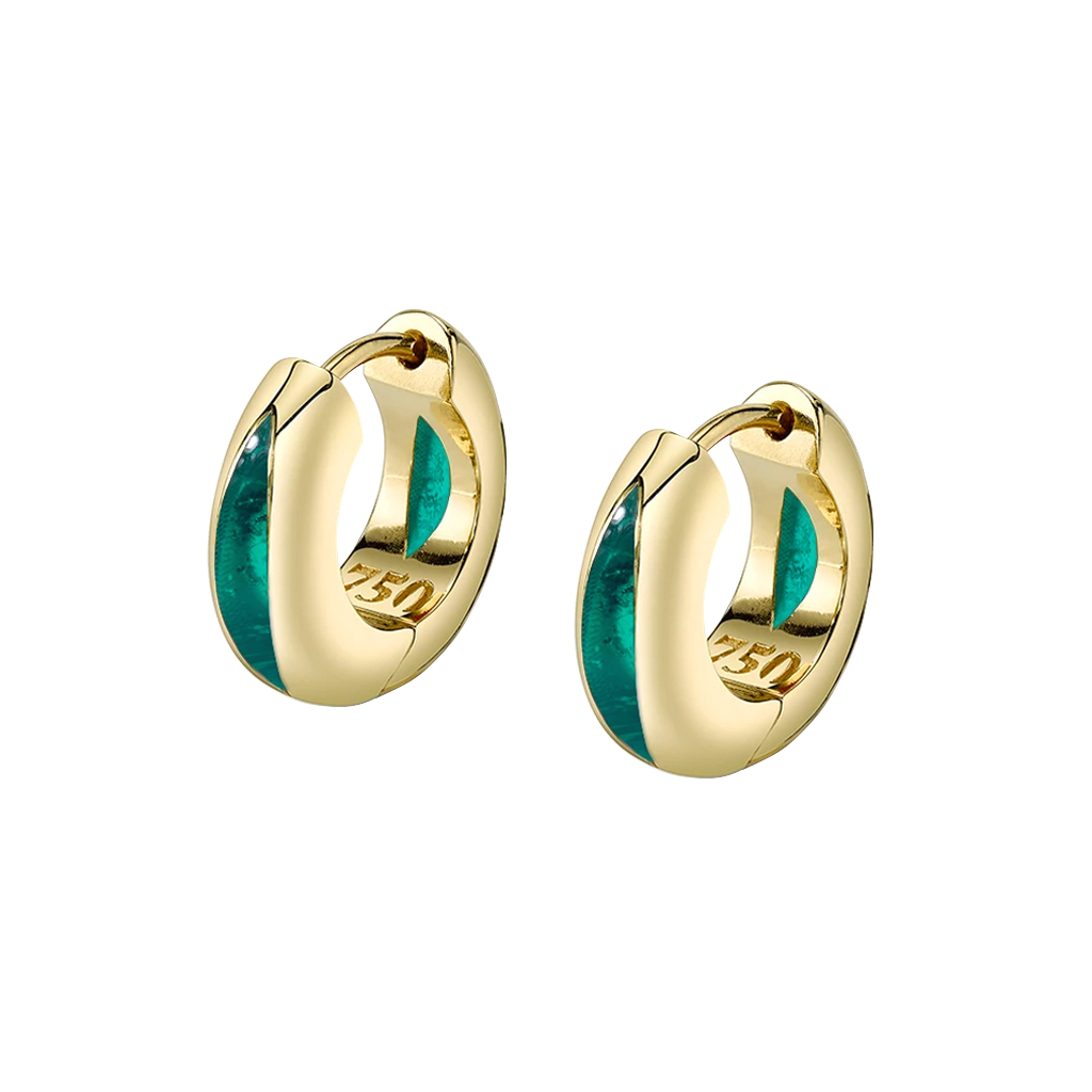 The Perfect Huggie Earring with Green Enamel