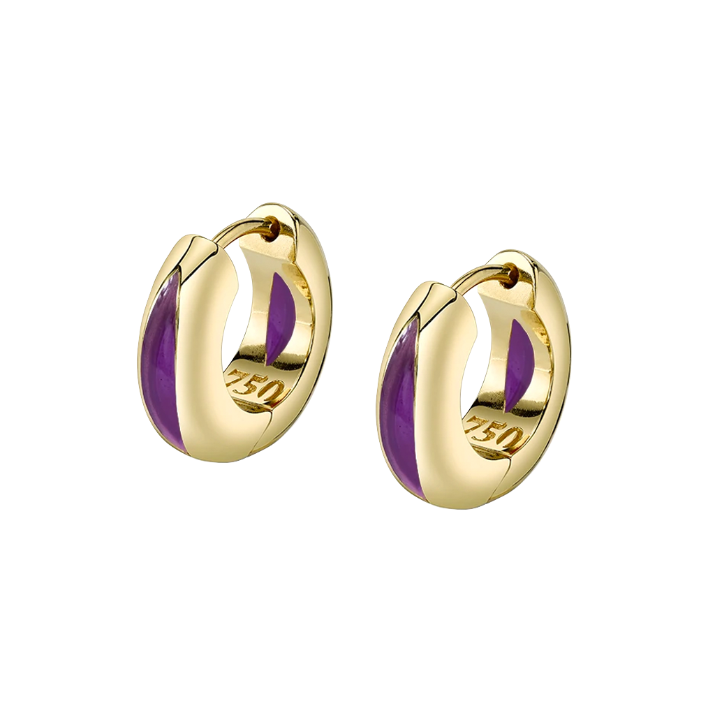 The Perfect Huggie Earring with Purple Enamel