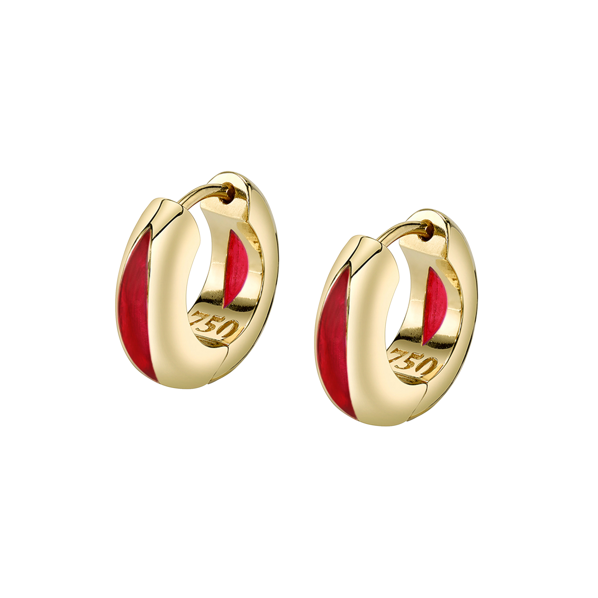 The Perfect Huggie Earring with Red Enamel