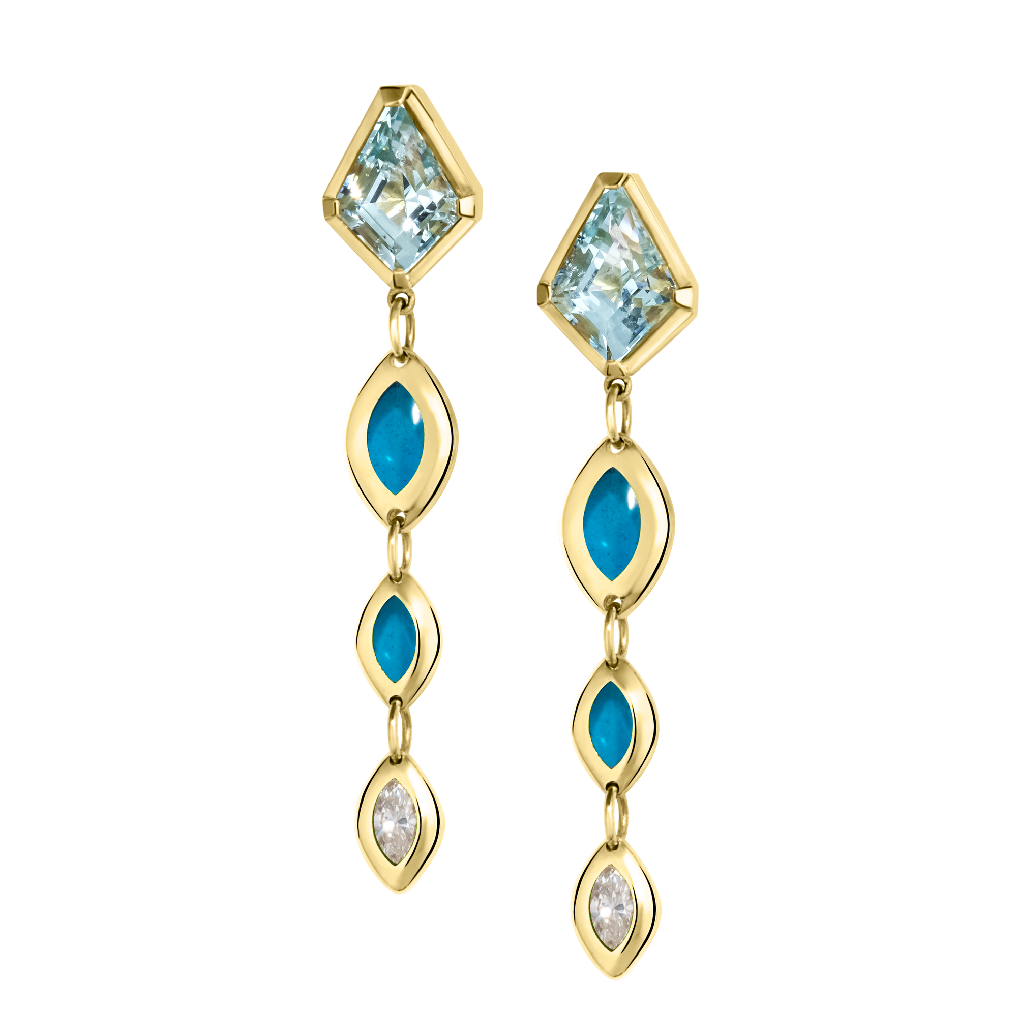Gem Drop Aquamarine and Diamond Earrings