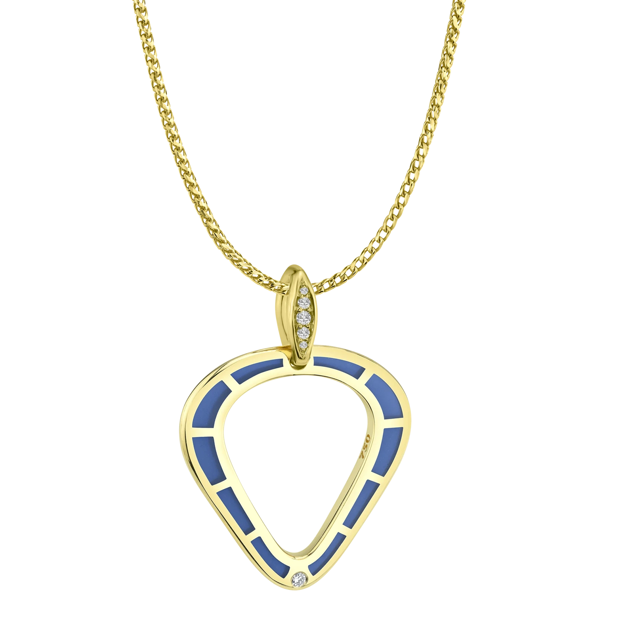 Cobra Pendant with Blue Enamel and Diamond Pave