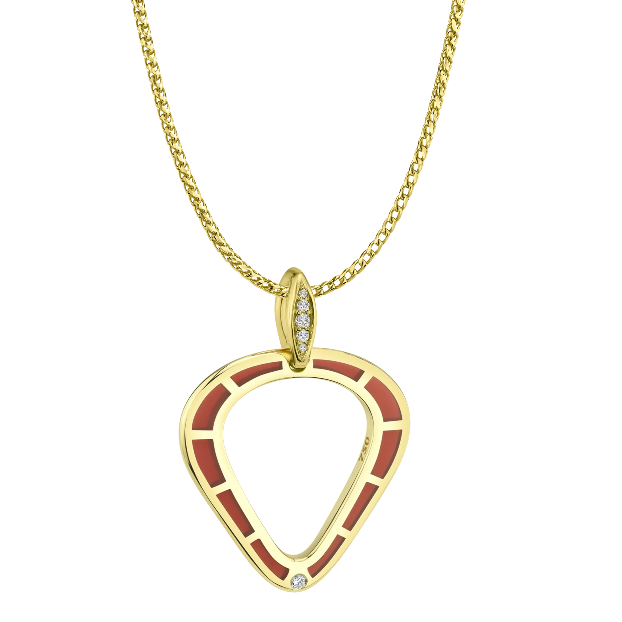 Cobra Pendant with Red Enamel and Diamond Pave