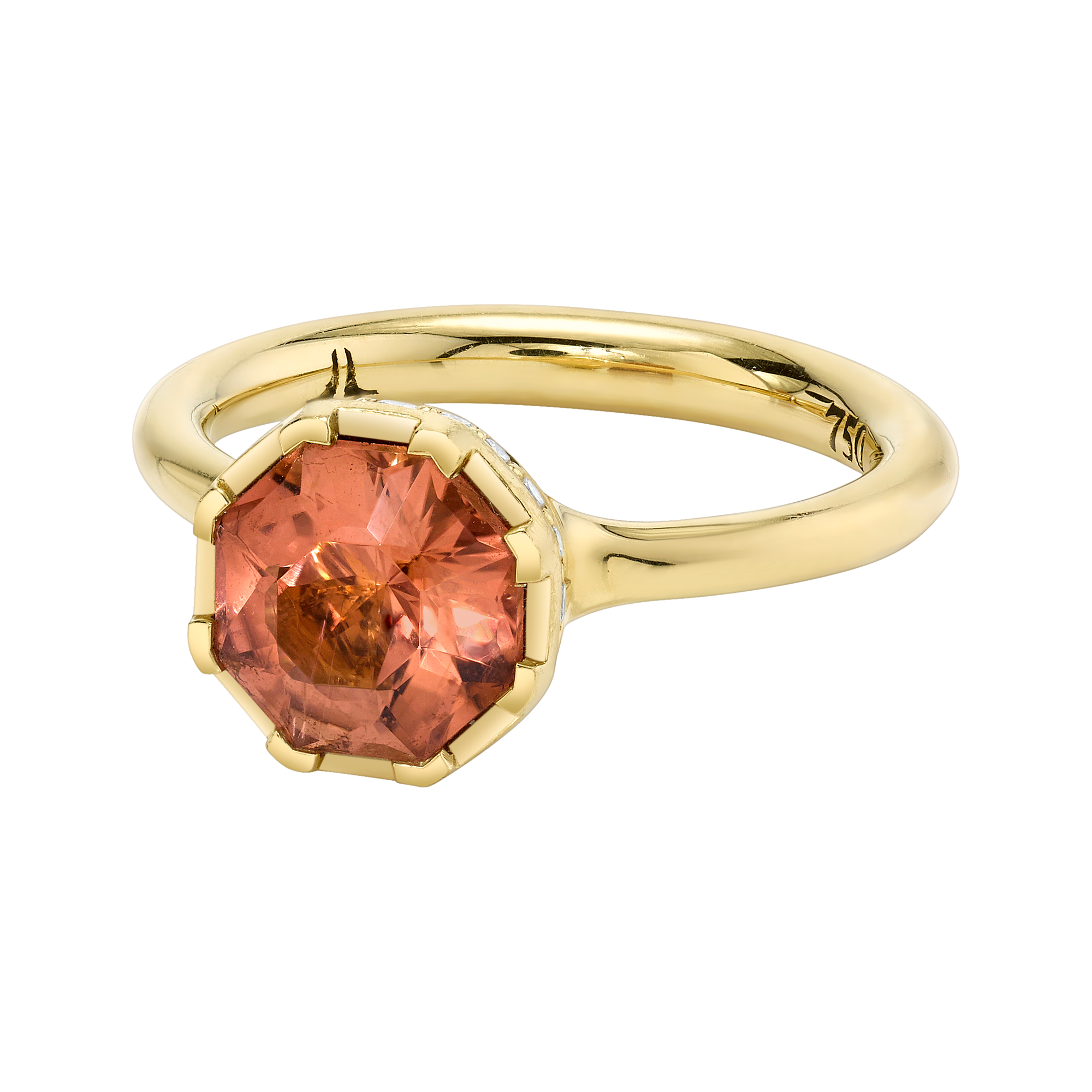 Sacred Shade Ring featuring a Precision-Cut Champagne Tourmaline with Diamond Pave