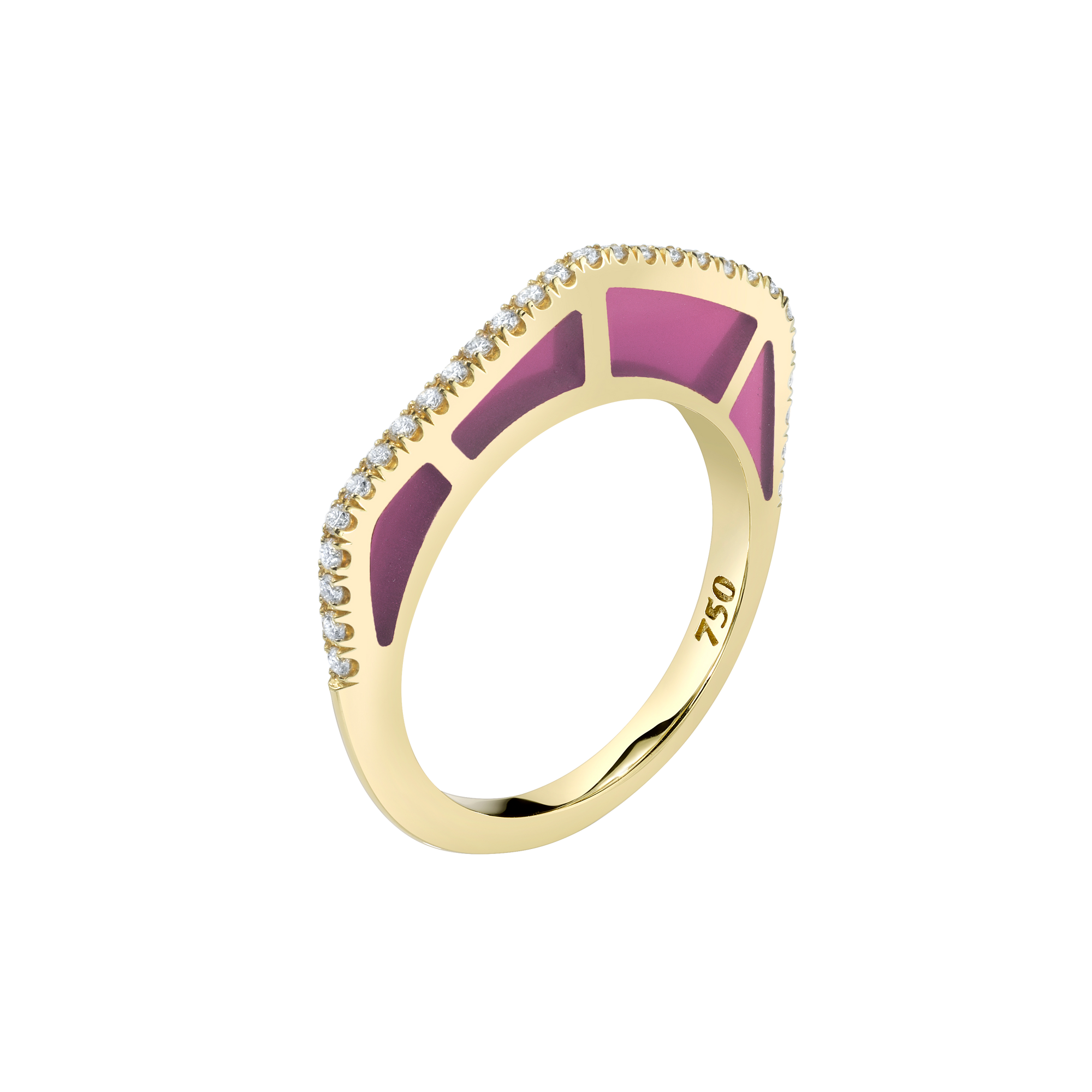 Cobra Ring with Purple Enamel and Diamond Pave