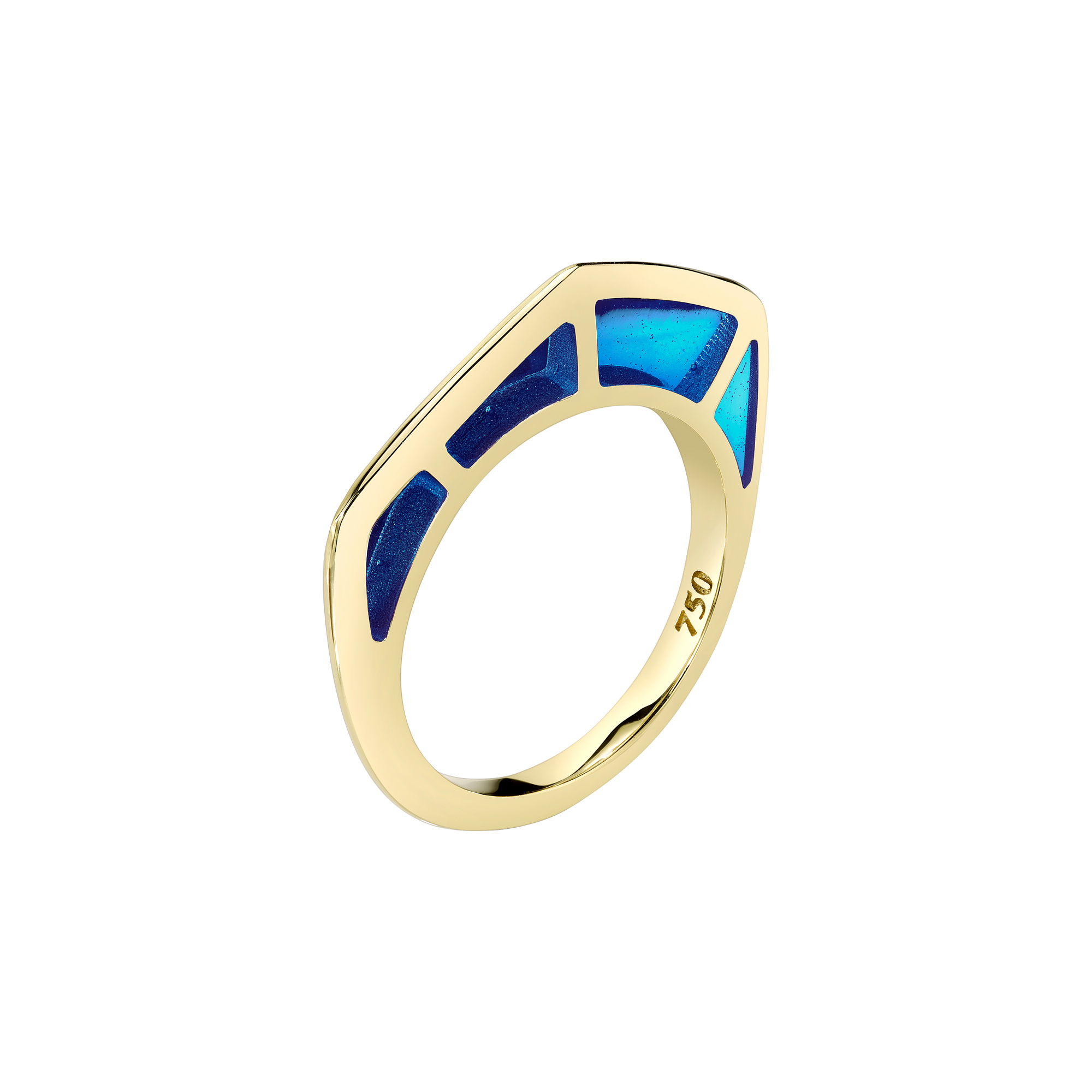 Cobra Ring with Blue Enamel