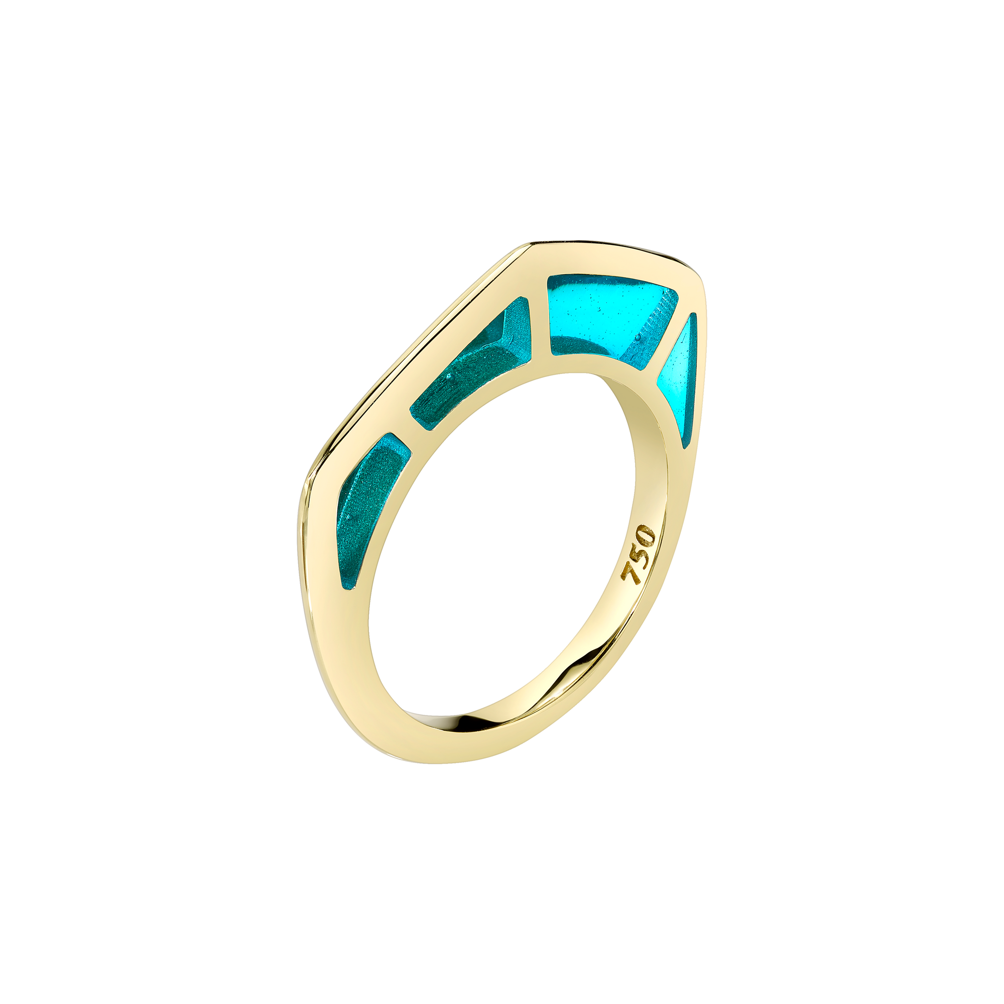 Cobra Ring with Light Blue Enamel