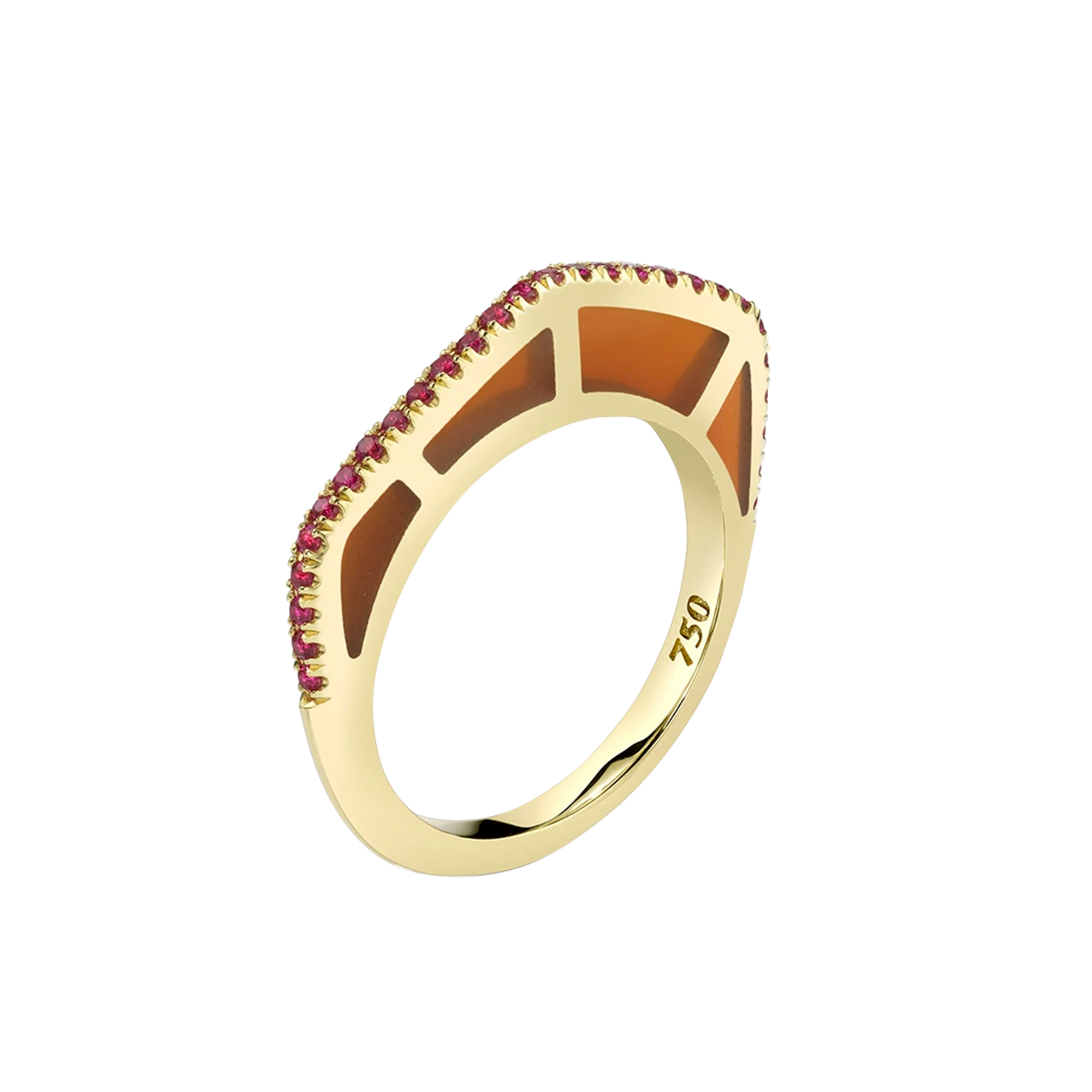 Cobra Ring with Cognac Enamel and Ruby