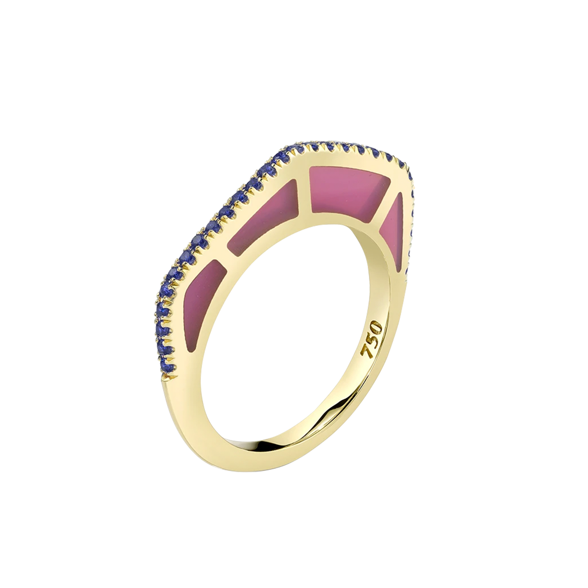 Cobra Ring with Purple Enamel and Sapphire