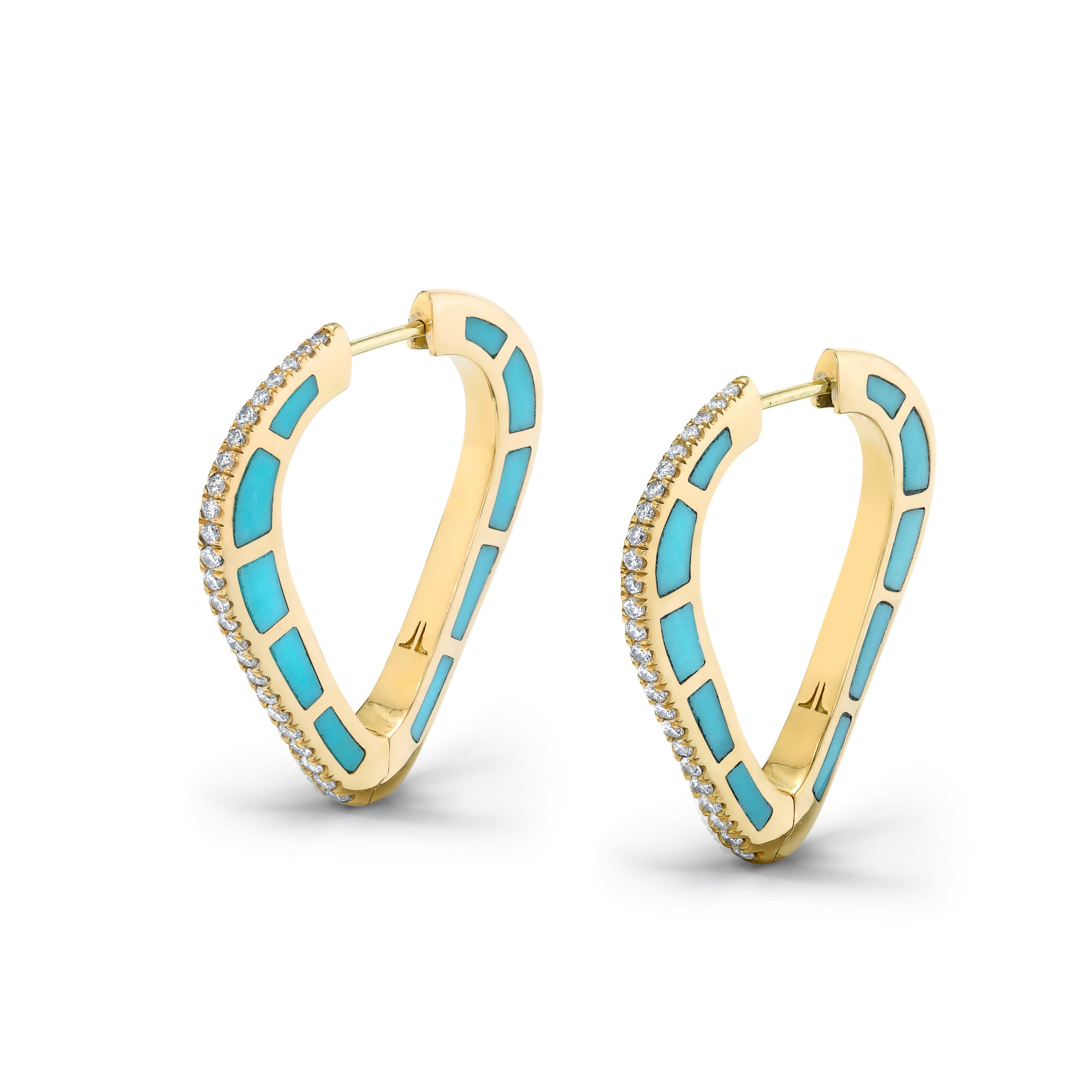 COBRA EARRINGS / DIAMONDS AND TURQUOISE INLAY